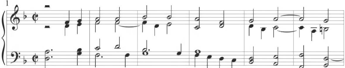 Cabezón, Diferencias sobre el &lsquo;Canto del Cavallero&rsquo;, mm. 1-6