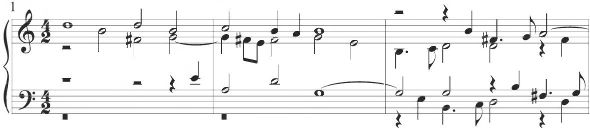 Trabaci, Partite sopra Rugiero, var. 4, mm. 1-6