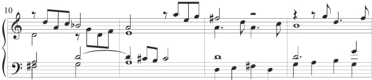 While this alternation of motivic patterns does appear in Cabezón&rsquo;s compositions, the specific intervallic turning figure shows more stylistic similarity to the later Iberian works of Correa and Cabanilles, with the particular pattern emerging in multiple musical locations but providing a distinctly comparable example in the fifteenth diferencia of the Pasacalles V of Cabanilles, as presented below.