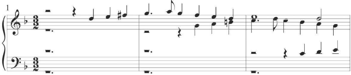 Trabaci, Partite sopra Rugiero, var. 20, mm. 1-7