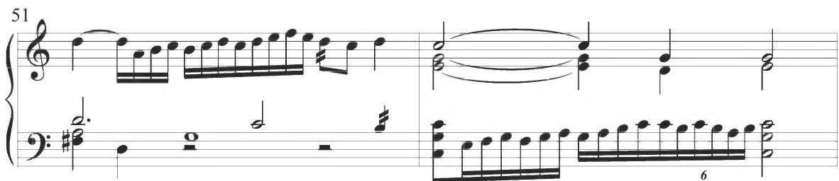 Similar sixteenth-note figuration can be found throughout Cabezón&rsquo;s preceding compositions, as in the second variation of the Diferencias sobre las Vacas (1) presented below.