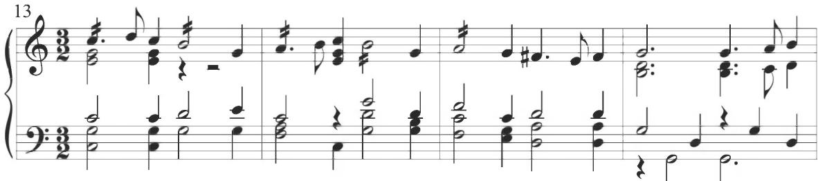 Byrd, Sellinger&rsquo;s Round, mm. 13-16；The primary compositional techniques in Byrd&rsquo;s first variation are also presented in numerous instances within Cabezón&rsquo;s works, as demonstrated throughout the chapters above. One example of similar dotted figuration can be found within the Diferencias sobre el Villancico &lsquo;¿Quién te me enojó, Ysabel?&rsquo;, as shown below.