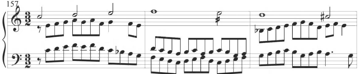Byrd, &lsquo;The seconde grownde&rsquo;, mm. 157-162