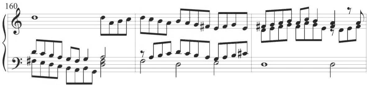 An additional analogous instance of this same type of consistent figuration can be seen below within the continuation of the final section of Cabezón&rsquo;s Discante sobre la Pavana Italiana.