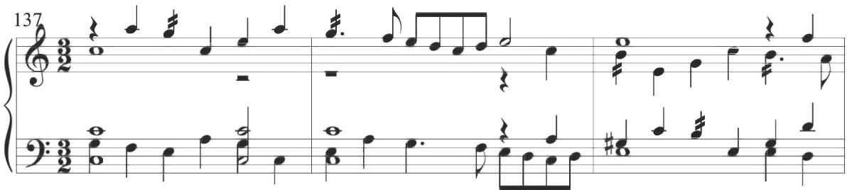 This variation retains certain stylistic similarities with the earlier works of Cabezón, but the intervallic activity is perhaps more comparable to the later style of Cabanilles, as demonstrated within the first diferencia of the Paseos IV below.
