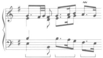 Ex.5 L. Couperin, Allemande in E minor, Bauyn Manuscript, f.40v, bar 7；Ex.6 L. Couperin, Allemande in A minor, Bauyn Manuscript, f.64, bar 6