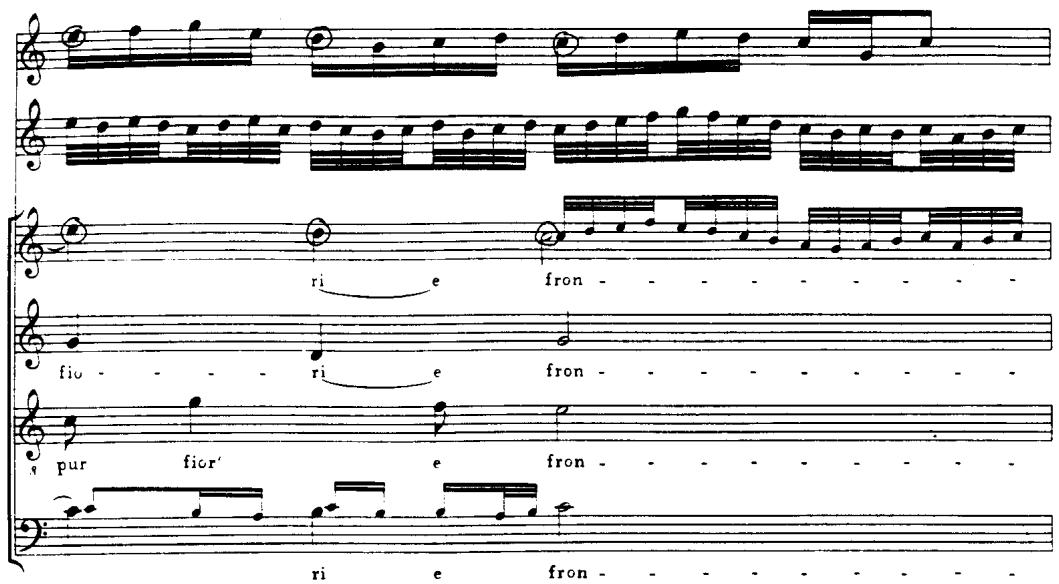 An example of diminutions made on a cadence progression comes