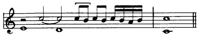 (d)；Ex.4.31(a) shows the unornamented discant and tenor close of a diminuta cadence. In (b) the simple anticipation of the note of resolution is shown, in (c) the groppo on the note of resolution, and in (d) the application of diminution to the anticipation creates a groppo of which the alternations start before the note of resolution. The diminution consists of the alternation of the suspended dissonance with the anticipated note of resolution. This type is not at all common in the FVB and often occurs jointly with the most elementary form of the groppo ( discussed earlier (Ex.4.12). $^{48}$ Ex.4.32 shows examples of how the Virginalists anticipate the note of resolution ornamentally. $^{49}$