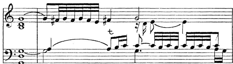 (c)；Toccata；Both upper note trills, the first as a written out appoggiatura with trill.