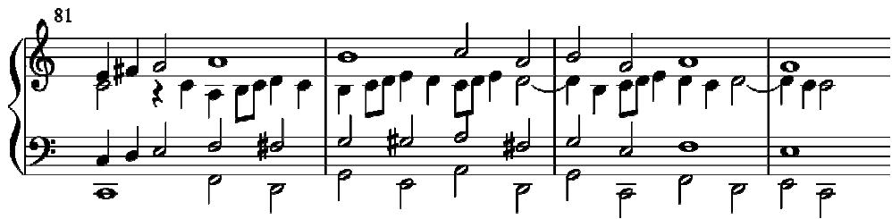 Example 1. Philips, Pavana Dolorosa, bars 81-83 from the Fitzwilliam Virginal Book