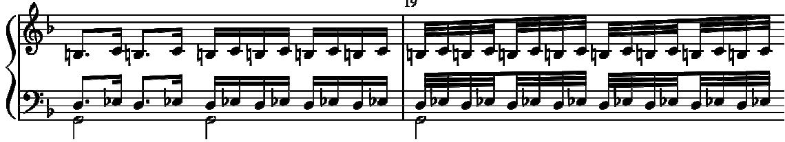 Example 16. Froberger, FbWV 632a, Extended Trill at bars 18-19；19
