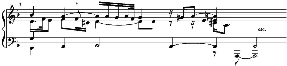 Example 18. Froberger, FbWV 632a, Tombeau, bar 3