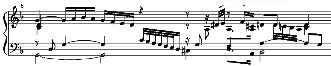 Example 19. Froberger,  FbWV 632a, Tombeau, bars 6-7
