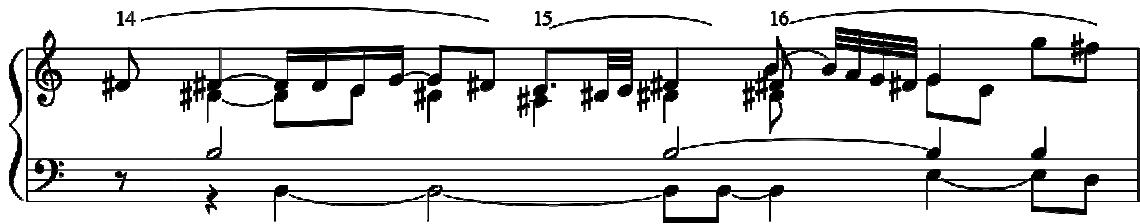 Example 26: Froberger, FbWV 627, Allemande faite en passant le Rhin, bar 5
