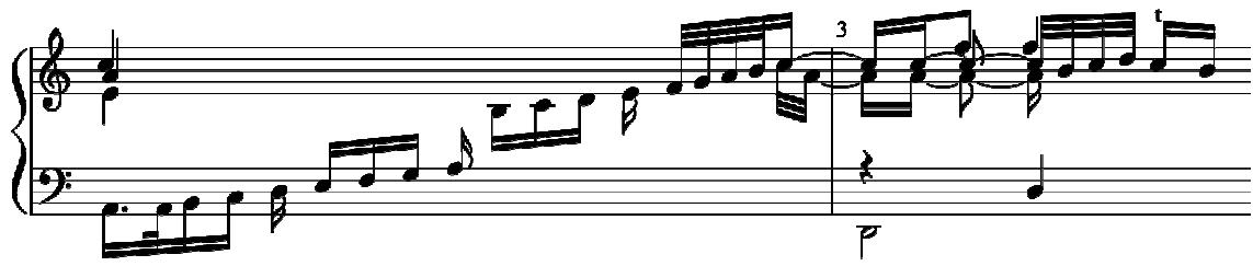 Example 27. Froberger, FbWV 630, Plaincte faite à Londres, bars 2 -3