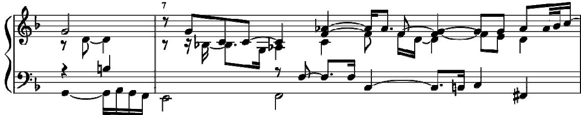 Example 31. Froberger, FbWV 633, Lamentation, bars 7-9
