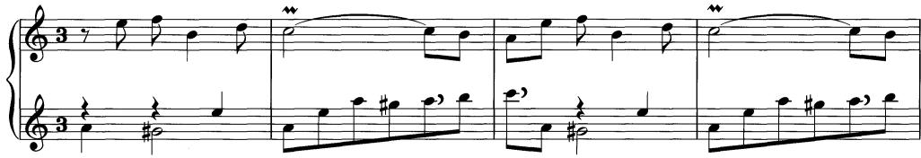 Ex.9 J. P. Rameau, Les trois mains, bars 1–4