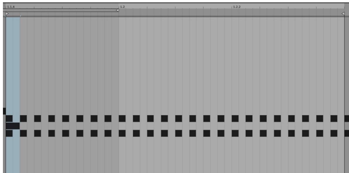 Abbildung 3: MIDI-Editor für drei verschiedene Spots im 128tel-Raster